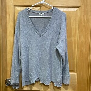 LNA gray V-neck sweater size L destroyed hem destroyed cuffs